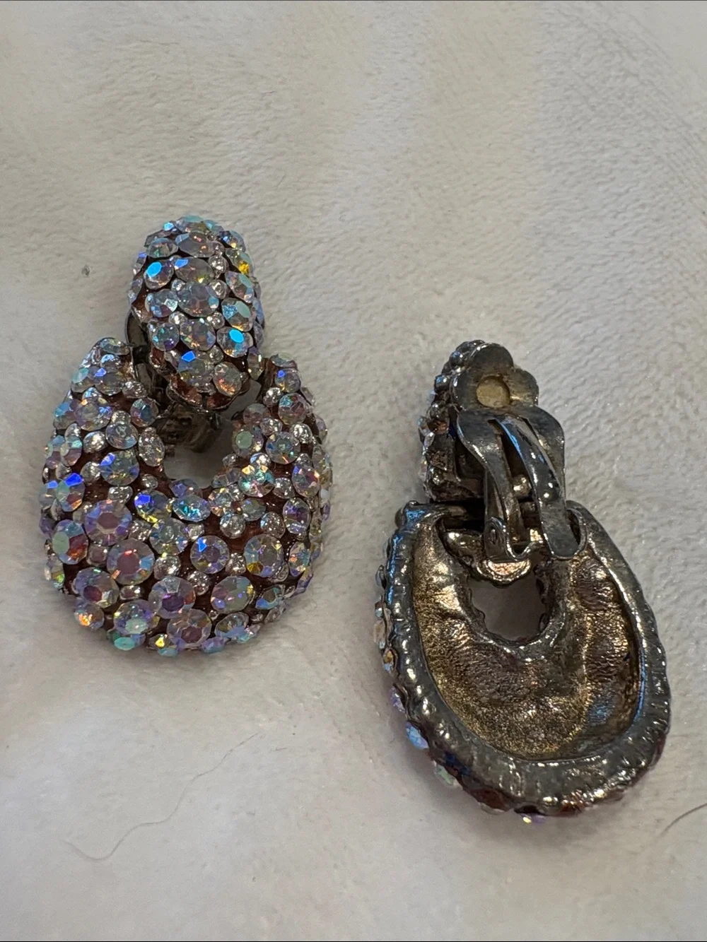 Vintage Erica Courtney AB Crystal clip Earrings Comfort fit New